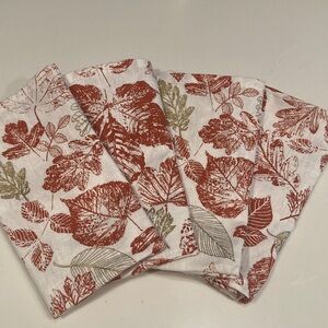 Cupcakes and Cashmere Cotton Napkins Set 4 Autumnal Fall Block print Rust/Gold